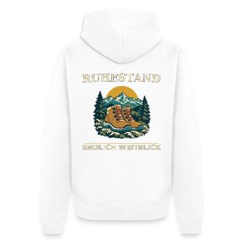 Ruhestand Bergpfad Blick - Unisex Premium Bio Zip Hoodie - Weiß - Hinten - Thijin (182cm)