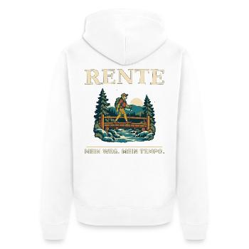 Rente Wandern: Mein Weg Mein Tempo - Unisex Premium Bio Zip Hoodie - Weiß - Hinten - Thijin (182cm)