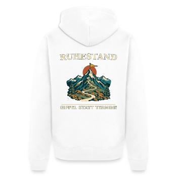 Ruhestand Gipfel statt Termine - Unisex Premium Bio Zip Hoodie - Weiß - Hinten - Thijin (182cm)