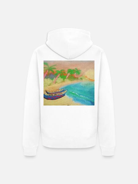 Insellandschaftsstrand und heißer Sand - Unisex Premium Bio Zip Hoodie - Weiß