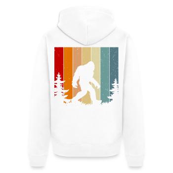 Retro Sunset Bigfoot Vintage Yeti Forest Trees - Unisex Premium Bio Zip Hoodie - Weiß - Hinten - Thijin (182cm)