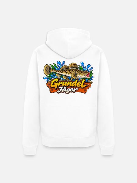 Grundeljäger Goby Hunter - Unisex Premium Bio Zip Hoodie - Weiß