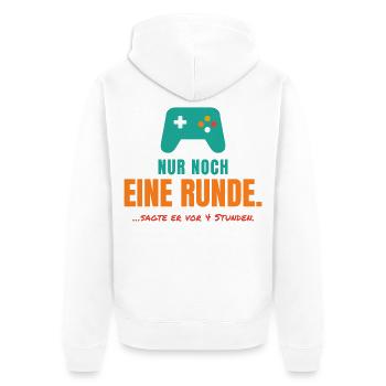 Nur noch eine Runde – Gamer Spruch - Unisex Premium Bio Zip Hoodie - Weiß - Hinten - Thijin (182cm)