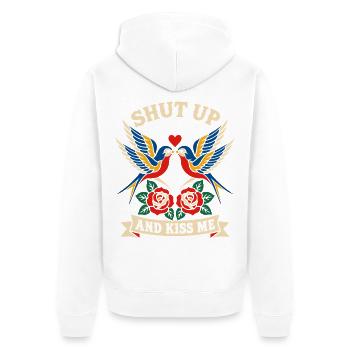 Shut Up And Kiss Me Küss Mich Einfach Valentinstag - Unisex Premium Bio Zip Hoodie - Weiß - Hinten - Thijin (182cm)