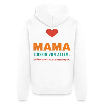Mama – Chefin von allem - Unisex Premium Bio Zip Hoodie - Weiß - Hinten - Thijin (182cm)