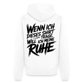 Ruhemodus - Unisex Premium Bio Zip Hoodie - Weiß - Hinten - Thijin (182cm)