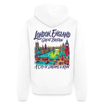 City London Iconic Capital Skyline With Red Buses - Unisex Premium Bio Zip Hoodie - Weiß - Hinten - Thijin (182cm)