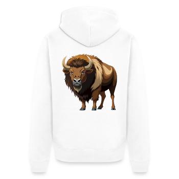 Amerikanischer Bison - Unisex Premium Bio Zip Hoodie - Weiß - Hinten - Thijin (182cm)