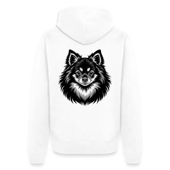 Pommerscher Hundekopf - Unisex Premium Bio Zip Hoodie - Weiß - Hinten - Thijin (182cm)
