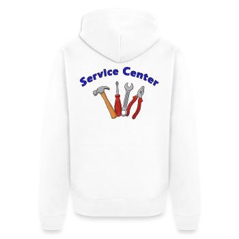 Service Center - Unisex Premium Bio Zip Hoodie - Weiß - Hinten - Thijin (182cm)