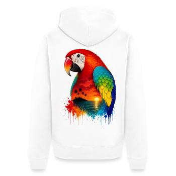 Tropical Sunset Palm Sea Beach Parrot Papagei - Unisex Premium Bio Zip Hoodie - Weiß - Hinten - Thijin (182cm)