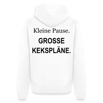 Kleine Pause – Große Kekspläne – schwarz - Unisex Premium Bio Zip Hoodie - Weiß - Hinten - Thijin (182cm)
