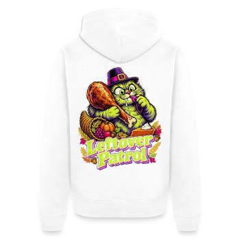 Thanksgiving-Katze Leftover Patrol beim Truthahn - Unisex Premium Bio Zip Hoodie - Weiß - Hinten - Thijin (182cm)