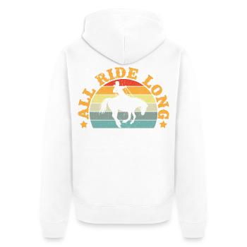 Western Rider All Ride Long Cowgirl Rodeo - Unisex Premium Bio Zip Hoodie - Weiß - Hinten - Thijin (182cm)