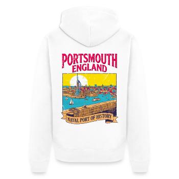 City Portsmouth England Naval Port Of History - Unisex Premium Bio Zip Hoodie - Weiß - Hinten - Thijin (182cm)