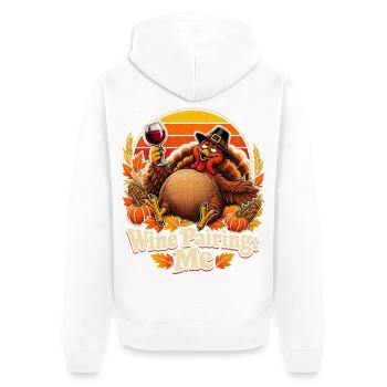 Thanksgiving Truthahn Weinpaarung - Unisex Premium Bio Zip Hoodie - Weiß - Hinten - Thijin (182cm)