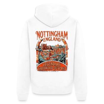 City Vintage Nottingham England Sherwood Outpost - Unisex Premium Bio Zip Hoodie - Weiß - Hinten - Thijin (182cm)