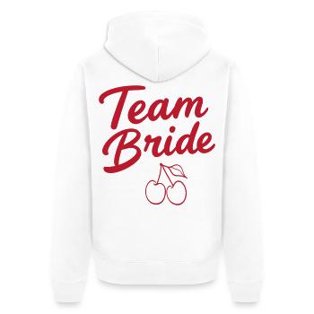 Team Bride Kirsche  - Unisex Premium Bio Zip Hoodie - Weiß - Hinten - Thijin (182cm)