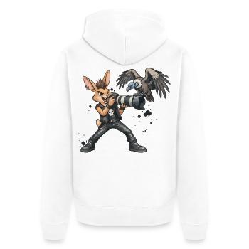 Punk-Hase, der Safari-Fotograf - Unisex Premium Bio Zip Hoodie - Weiß - Hinten - Thijin (182cm)