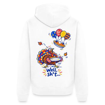 Thanksgiving Truthahn Kürbiskuchen Lustiger Spruch - Unisex Premium Bio Zip Hoodie - Weiß - Hinten - Thijin (182cm)