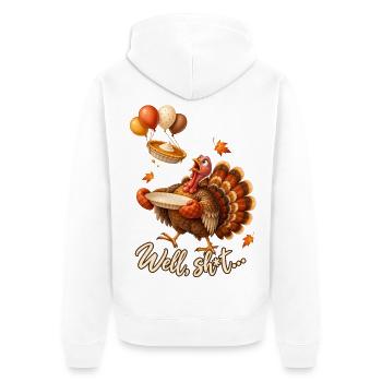 Thanksgiving Truthahn Kürbiskuchen Lustiger Spruch - Unisex Premium Bio Zip Hoodie - Weiß - Hinten - Thijin (182cm)
