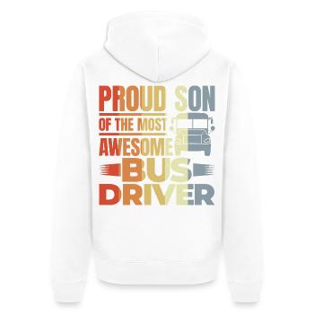 Proud Son Of The Most Awesome Bus Driver - Unisex Premium Bio Zip Hoodie - Weiß - Hinten - Thijin (182cm)