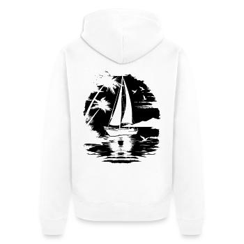 Segeln - Unisex Premium Bio Zip Hoodie - Weiß - Hinten - Thijin (182cm)