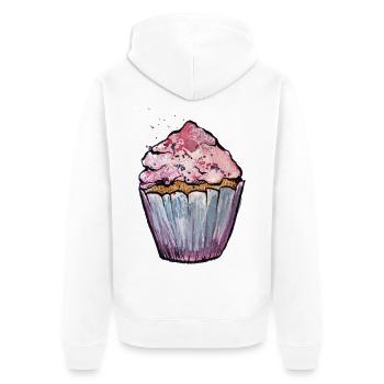 Rosa Aquarell Cupcake - Unisex Premium Bio Zip Hoodie - Weiß - Hinten - Thijin (182cm)
