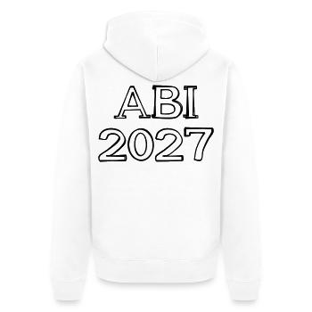Abi 2027 Schriftzug handgezeichnet - Unisex Premium Bio Zip Hoodie - Weiß - Hinten - Thijin (182cm)