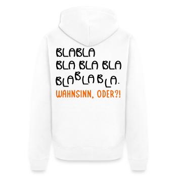 Gespräche Wahnsinn - Unisex Premium Bio Zip Hoodie - Weiß - Hinten - Thijin (182cm)