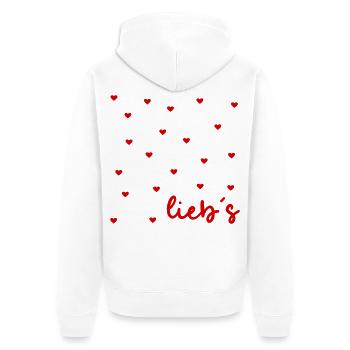Wertschätzung Herz Liebe - Unisex Premium Bio Zip Hoodie - Weiß - Hinten - Thijin (182cm)