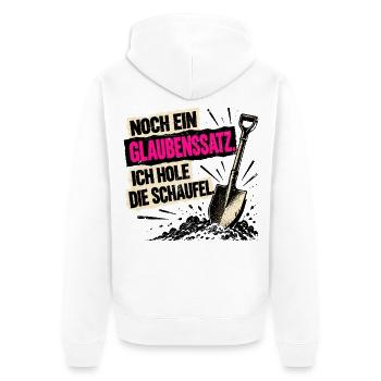 Noch ein Glaubenssatz. Ich hole die Schaufel! - Unisex Premium Bio Zip Hoodie - Weiß - Hinten - Thijin (182cm)