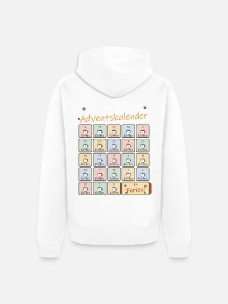 Adventskalender Kaffee für Lehrer und Lehrerinnen - Unisex Premium Bio Zip Hoodie - Weiß