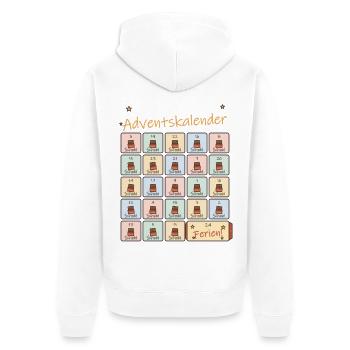Adventskalender Schoki für Schulkinder - Unisex Premium Bio Zip Hoodie - Weiß - Hinten - Thijin (182cm)