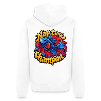 Kampffische - Unisex Premium Bio Zip Hoodie - Weiß - Hinten - Thijin (182cm)
