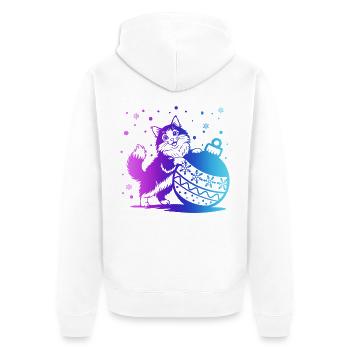 Kätzchen in einem Winter-Kugelverlauf - Unisex Premium Bio Zip Hoodie - Weiß - Hinten - Thijin (182cm)