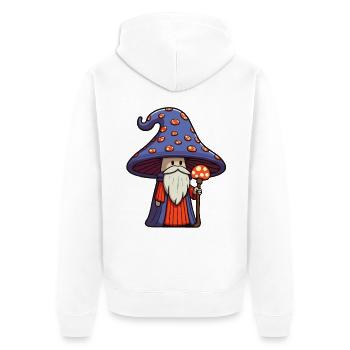 Süßer Pilz Zauberer mit Bart - Unisex Premium Bio Zip Hoodie - Weiß - Hinten - Thijin (182cm)
