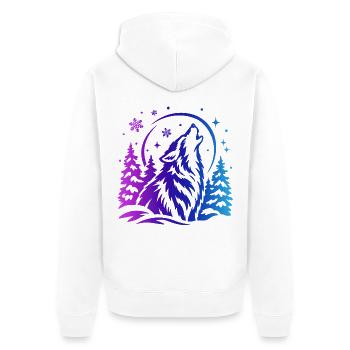 Wolf im Winterwald - Unisex Premium Bio Zip Hoodie - Weiß - Hinten - Thijin (182cm)