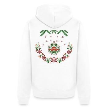 Weihnachtskranz mit Vogelbeeren - Unisex Premium Bio Zip Hoodie - Weiß - Hinten - Thijin (182cm)