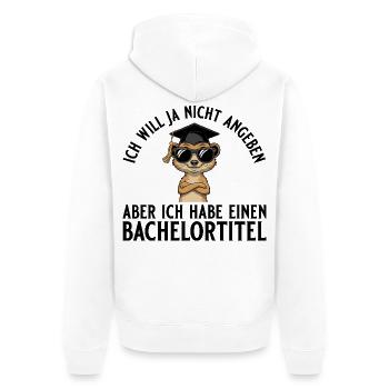 Bachelortitel Will nicht angeben Bachelorabschluss - Unisex Premium Bio Zip Hoodie - Weiß - Hinten - Thijin (182cm)