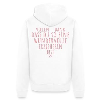 Beste Erzieherin Herz Dankeschön Kindergärtnerin - Unisex Premium Bio Zip Hoodie - Weiß - Hinten - Thijin (182cm)