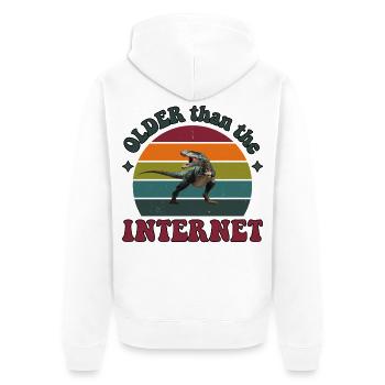 Older than the Internet - Dino Sunset - Unisex Premium Bio Zip Hoodie - Weiß - Hinten - Thijin (182cm)