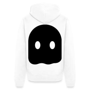 Minimal Ghost – Minimalistischer Geist Silhouette - Unisex Premium Bio Zip Hoodie - Weiß - Hinten - Thijin (182cm)