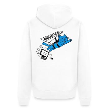 Burnout-Computer-Katzen-Flugzeugmodus - Unisex Premium Bio Zip Hoodie - Weiß - Hinten - Thijin (182cm)