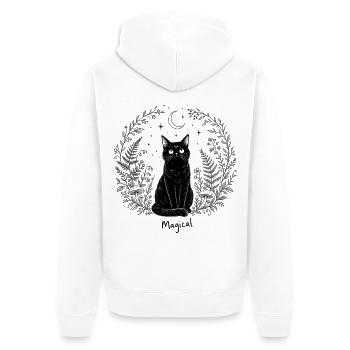 Schwarze Katze Magical Mond Mystisch Cottagecore - Unisex Premium Bio Zip Hoodie - Weiß - Hinten - Thijin (182cm)