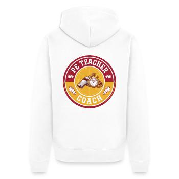 Vintage Sportlehrer-Trainerpfeife-Stoppuhr-Abzeichen - Unisex Premium Bio Zip Hoodie - Weiß - Hinten - Thijin (182cm)