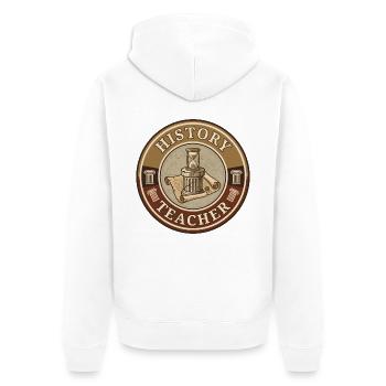 Vintage Geschichtslehrer römische Säule Sanduhrdecke - Unisex Premium Bio Zip Hoodie - Weiß - Hinten - Thijin (182cm)