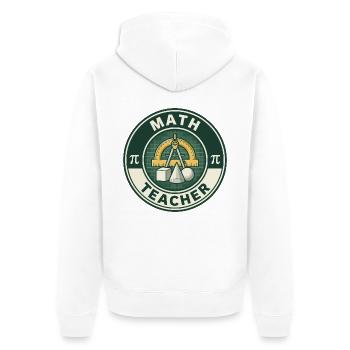 Vintage Mathematiklehrer-Gradmesser-Geometrie-Abzeichen oben - Unisex Premium Bio Zip Hoodie - Weiß - Hinten - Thijin (182cm)