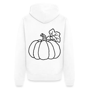Halloween-Kürbis mit Blatt – Gekritzelte Skizze - Unisex Premium Bio Zip Hoodie - Weiß - Hinten - Thijin (182cm)