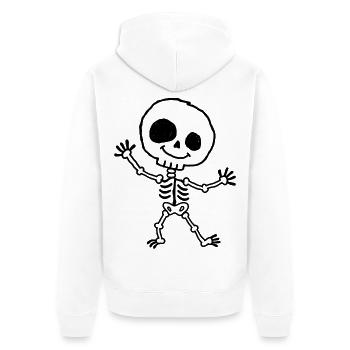 Fröhliches Halloween-Skelett im Kinder-Kritzelstil - Unisex Premium Bio Zip Hoodie - Weiß - Hinten - Thijin (182cm)
